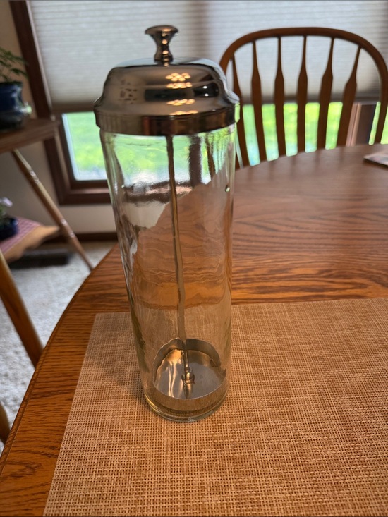 Other - Clear Glass Straw Holder Jar with Silver-Tone Lid